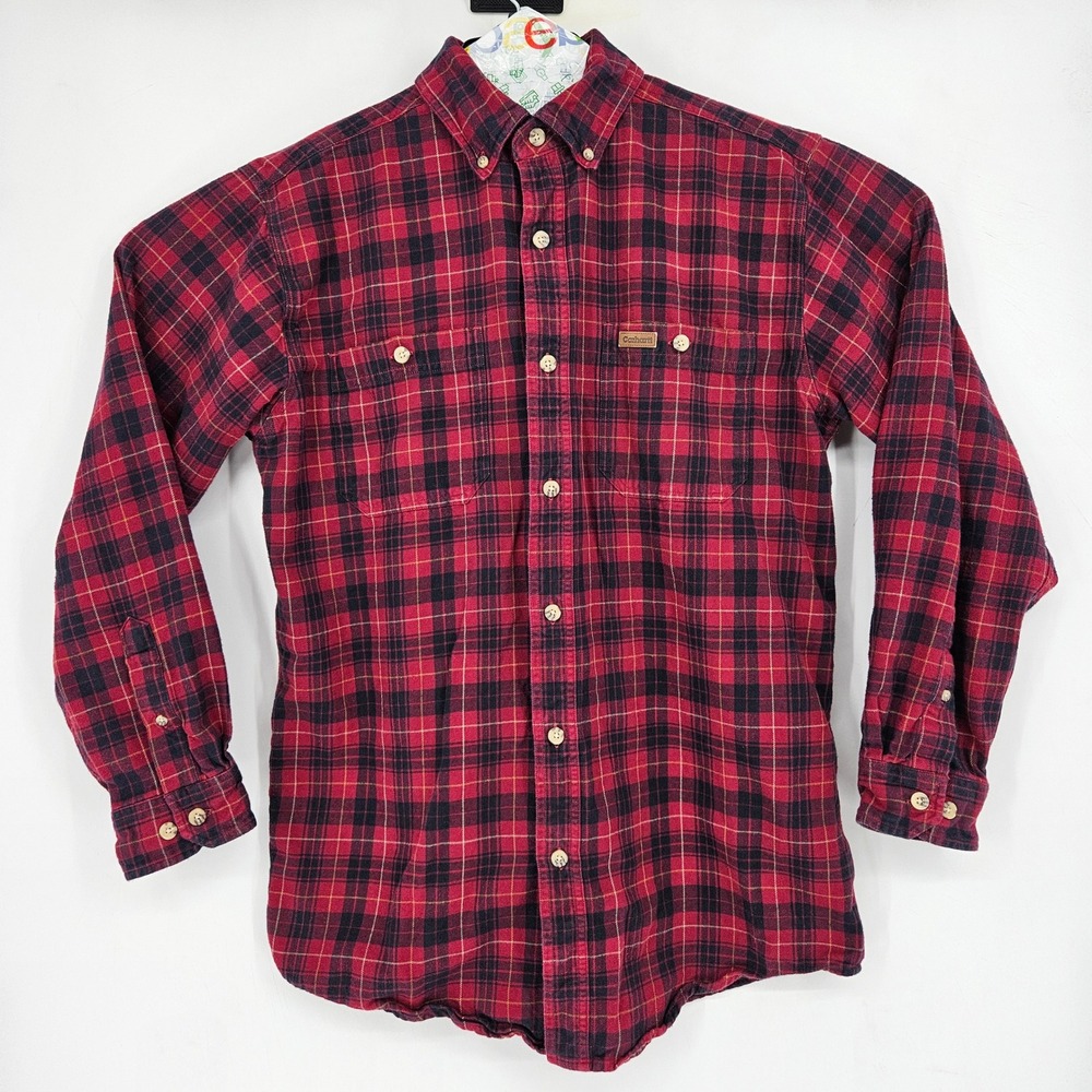 Carhartt Shirt Mens Medium Button Up Flannel Red Black Plaid Long Sleeve Casual
